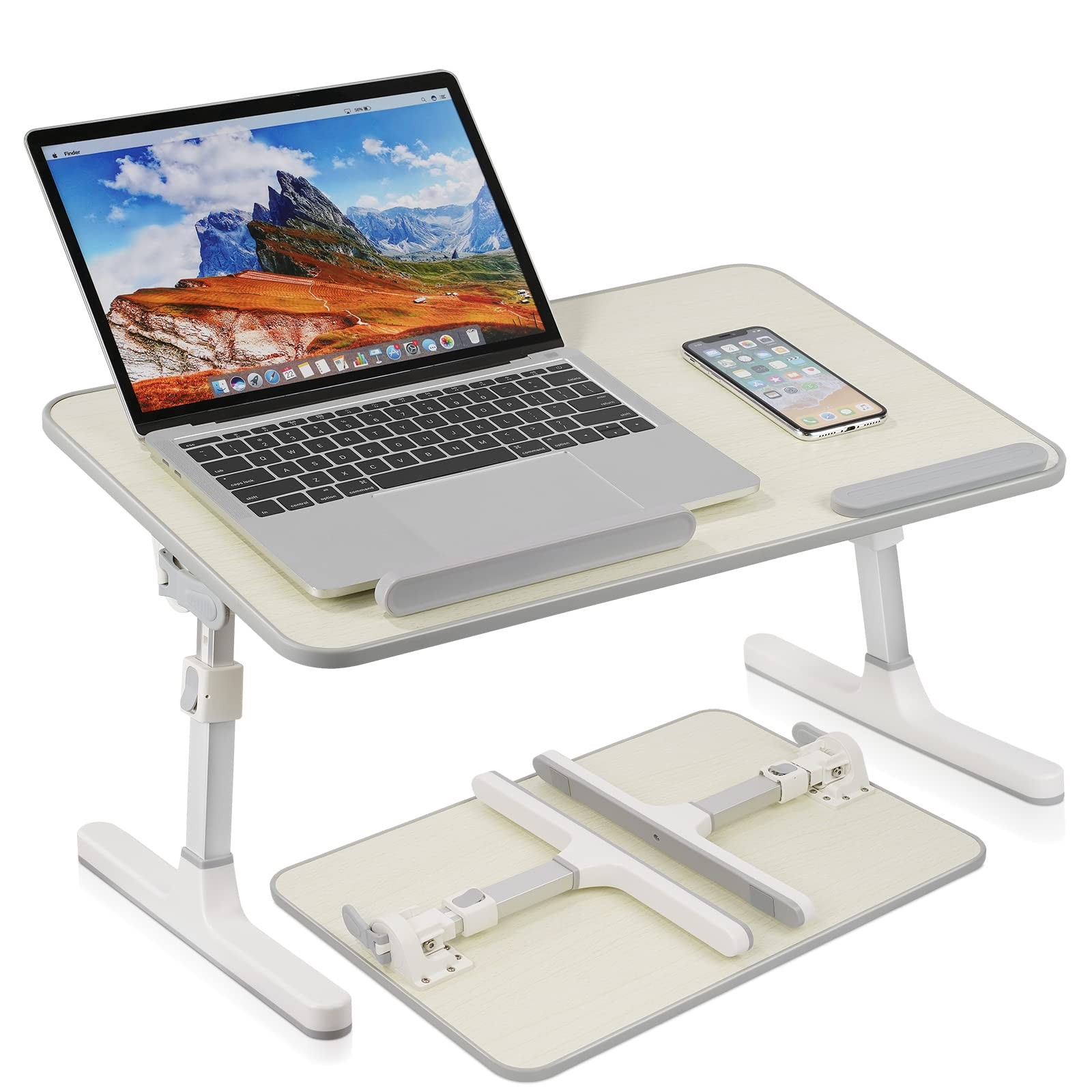 Autumndeer Laptop Stand Computer Desk, Adjustable Foldable Beige,beige