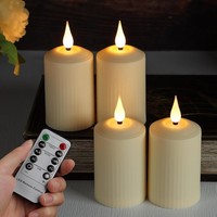 Led Kerzen 4Er Set Timer Fernbedienung Flackern Flammenlos Batteriebetrieben