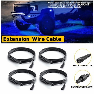 4x 10FT Extension Wire 4Pin Cable for RGB LED Rock Lights Pods Bluetooth Offroad