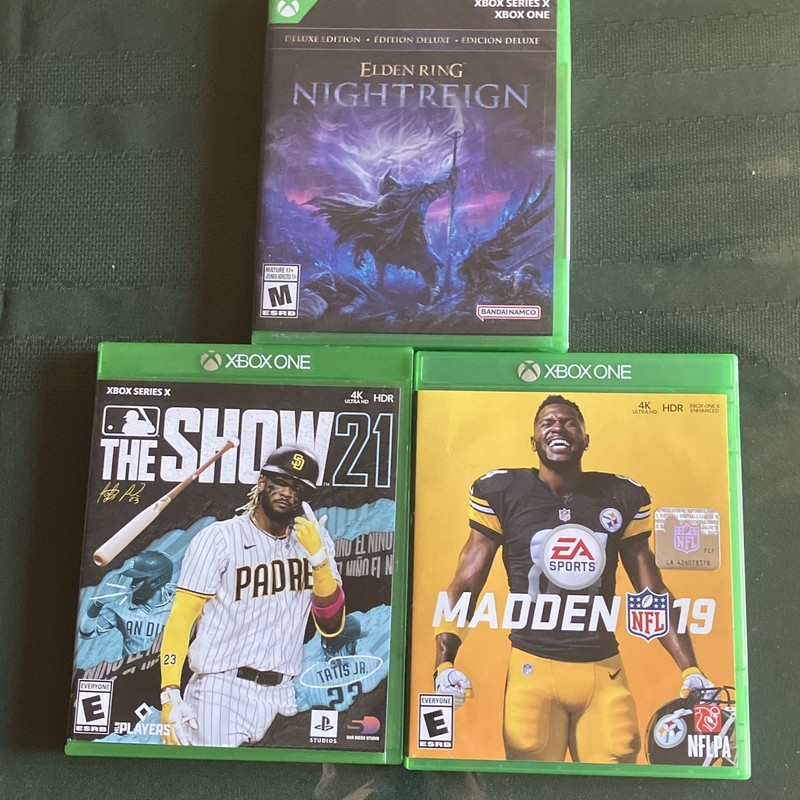 Xbox One / Series X 3-Game Lot Elden Ring Nightreign , MLB The Show 21 madden