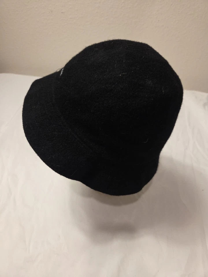 Sombrero cubo trituradora de lana vintage Kangol para mujer lana negra Foto 3 de 4