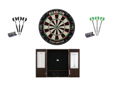Bristle Dartboard  Espresso Steel Tip Cabinet  Black/Prism Darts 24 grm