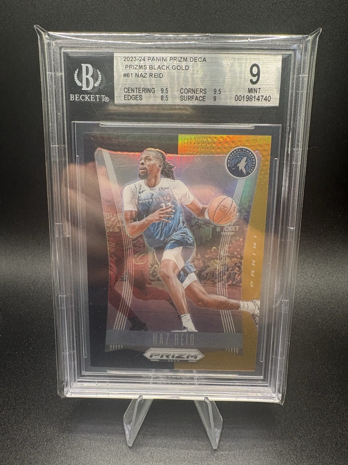2023-24 Panini Prizm Deca Naz Reid #61 Black Gold Prizm /5 BGS 9 (Pop 1)