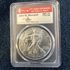 2017 W PCGS SP70 BURNISHED AMERICAN SILVER EAGLE COIN FIRST STRIKE JOHN MERCANTI