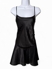 Victoria  s Secret Collection 1998 Black Satin Babydoll Slip Dress