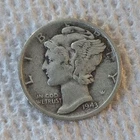 1943 S Mercury Dime 10C Silver Circulated US Coin Business Strike Uncertified