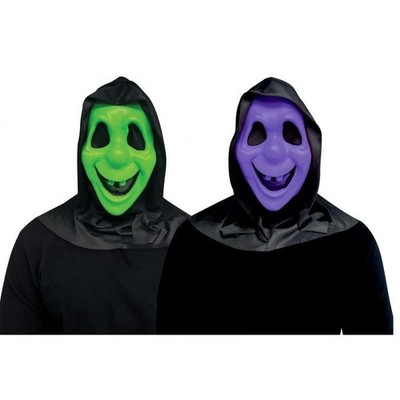 Fun World Friendly Ghost Goofy Face Mask UV Rxn Purple Green Retro Halloween