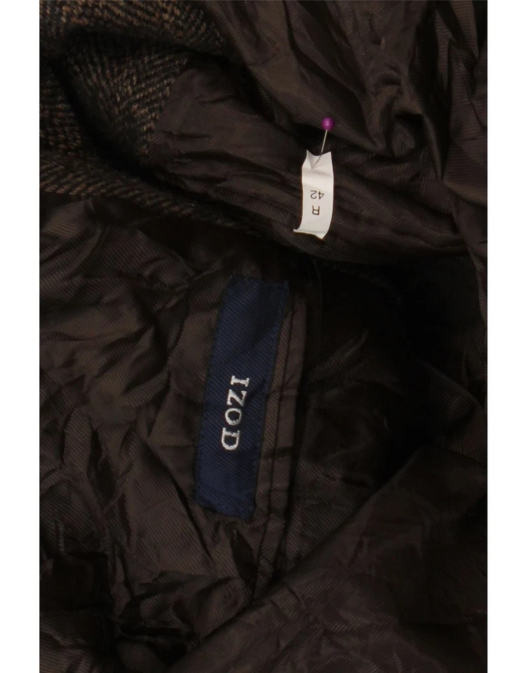 Chaqueta Blazer IZOD Para Hombres 2 Botones Reino Unido 42 XL Marrón Espiga BN02 Foto 3 de 3