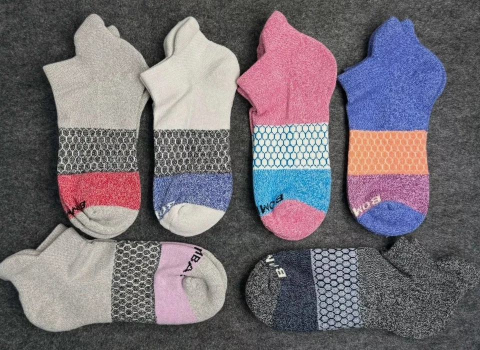 6 Pair Bombas Women's Tri-Block Marl Ankle Sock Size M - Image 2 of 2