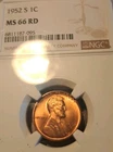1952 S Lincoln Cent NGC MS 66 RD