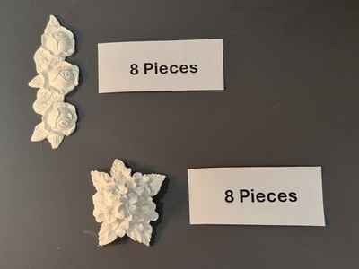 16 Stück, überstreichbare Deko Gips Blumen, Art&Craft