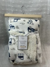 Modern Baby Blanket Construction Theme Reversible to Sherpa Boys Security Lovey