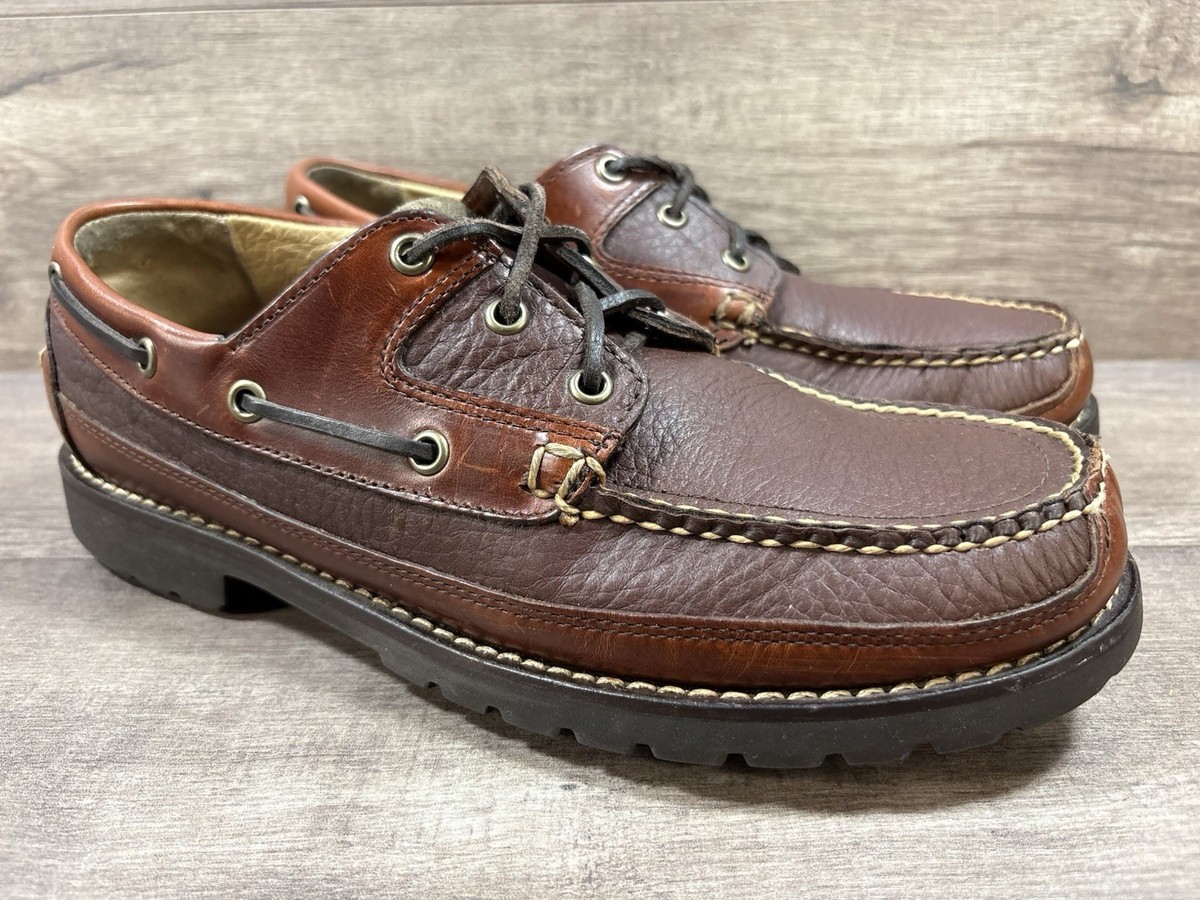 LL Bean Moccasin Mocs 244472 Comfort Brown Leather Mens Size 