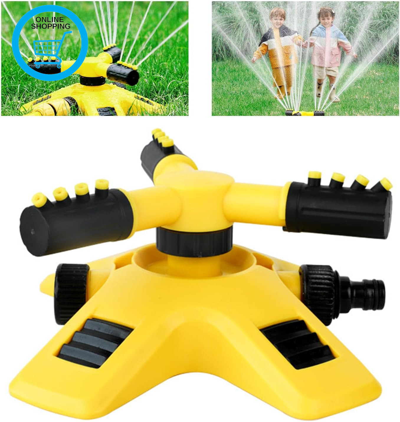 Garden Sprinkler, 360 Degree 3 Arm Rotating Sprinkler System, Sprinklers for Law