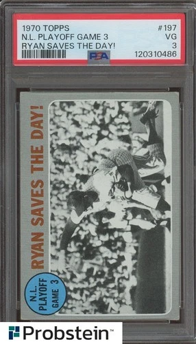 1970 Topps #197 NL Playoff Game 3 Nolan Ryan Saves the Day! PSA 3 VG