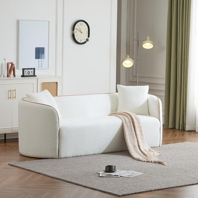 Modern Minimalist 3-Seater Boucle Sofa Couch for Living Room & Home Office