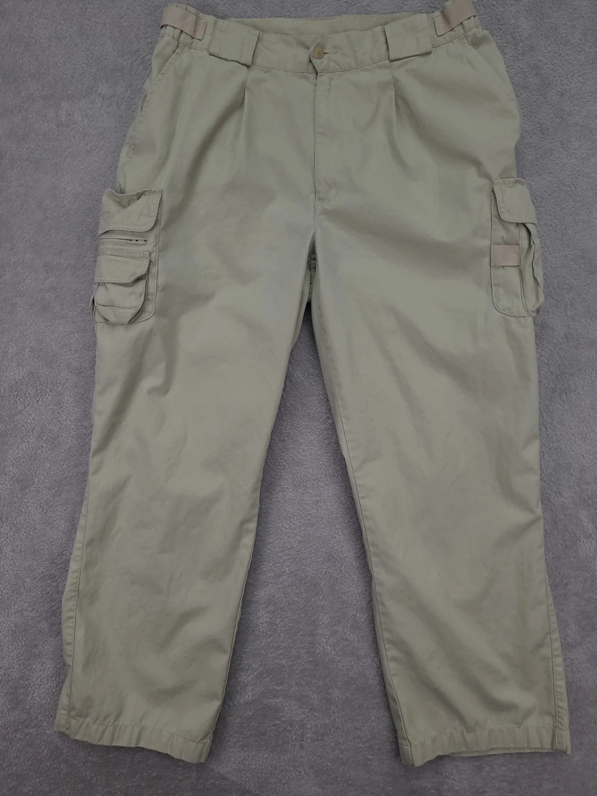 Vintage Orvis Cargo Pants Mens 36X28.5 Beige Fly Fishing Pockets Loose Fit