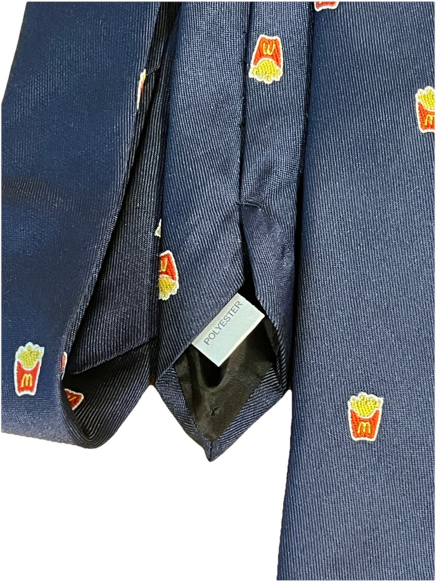 McDonald’s French Fry Carton Design Navy Blue Men's Tie Retro Vintage Fun View 5