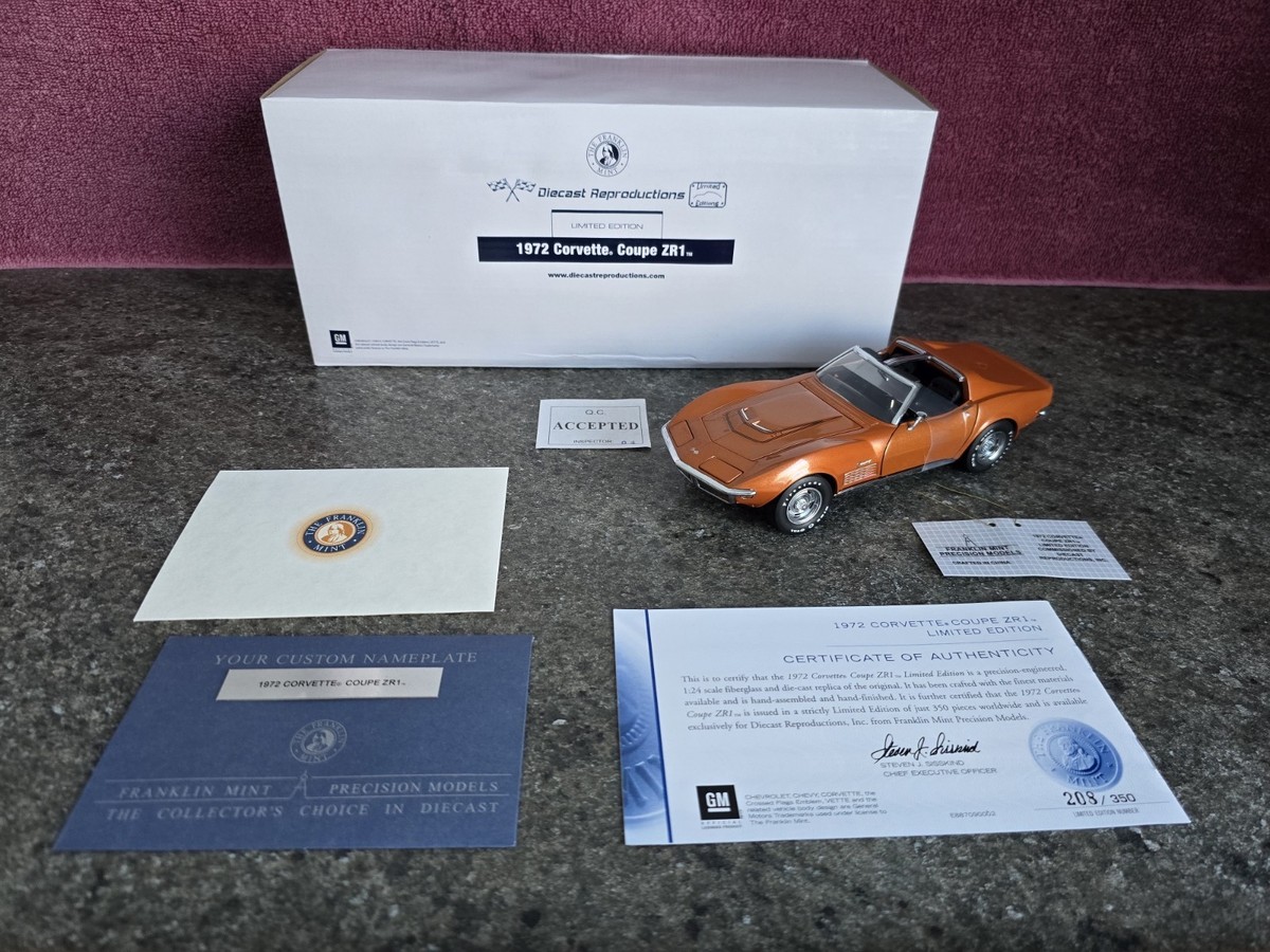 Franklin MINT 1972 Corvette Coupe Zr1 Ontario Orange S11E926