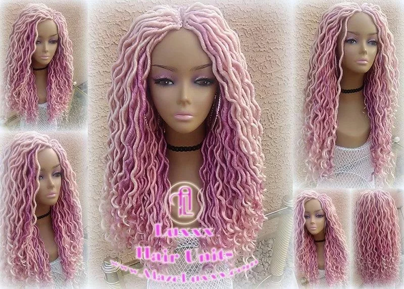 Heartbreak Pink Wig Soft Money Piece Hot Pink and Black Mono Top