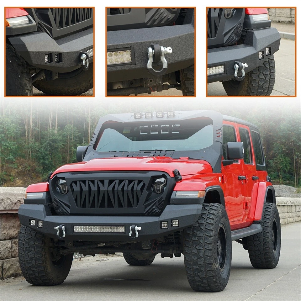 Hooke Road Fit 18-25 Jeep Wrangler JL Gladiator JT передний бампер с подсветкой D-кольцо - Изображение 3 из 4