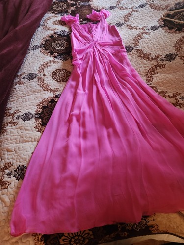 Jill Jill Stuart Women's Pink V-Neck Gown Formal Dress Size 6 Chiffon/Silk - Picture 11 of 15