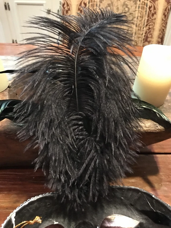 Máscara de máscara feita à mão pena preta/prata bola de mardi gras ITÁLIA Veneza - Imagem 4 de 4