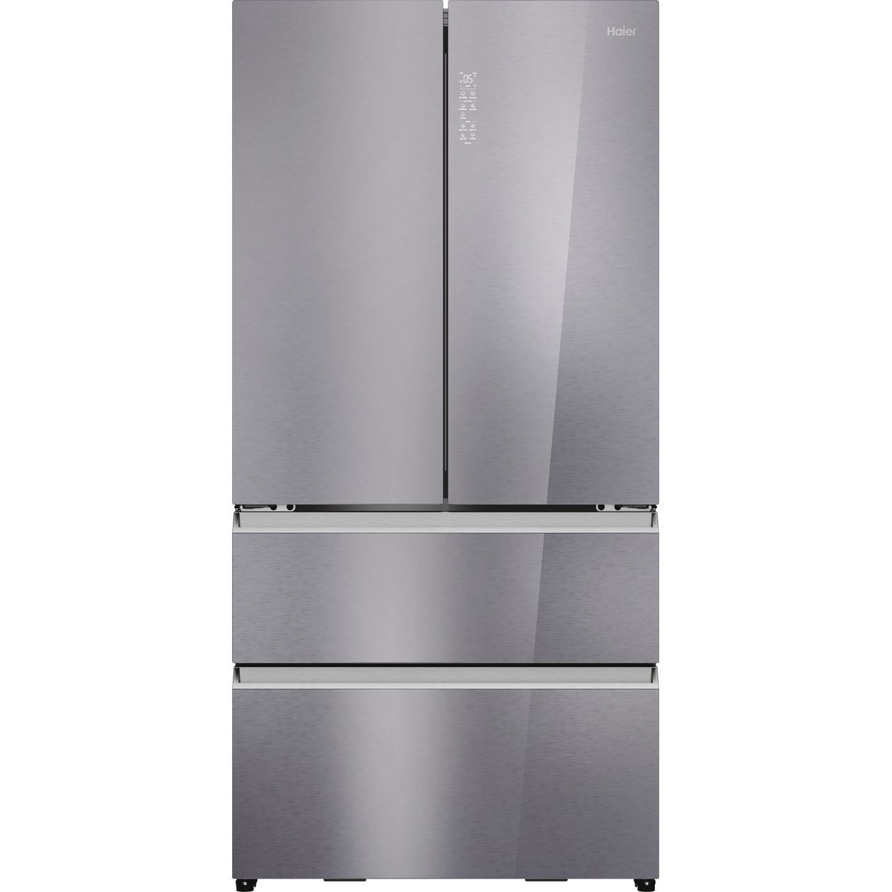 An image depicting Haier HFR79F19EFGK Series 7 91cm Frost Free American Fridge Freezer Stainless
