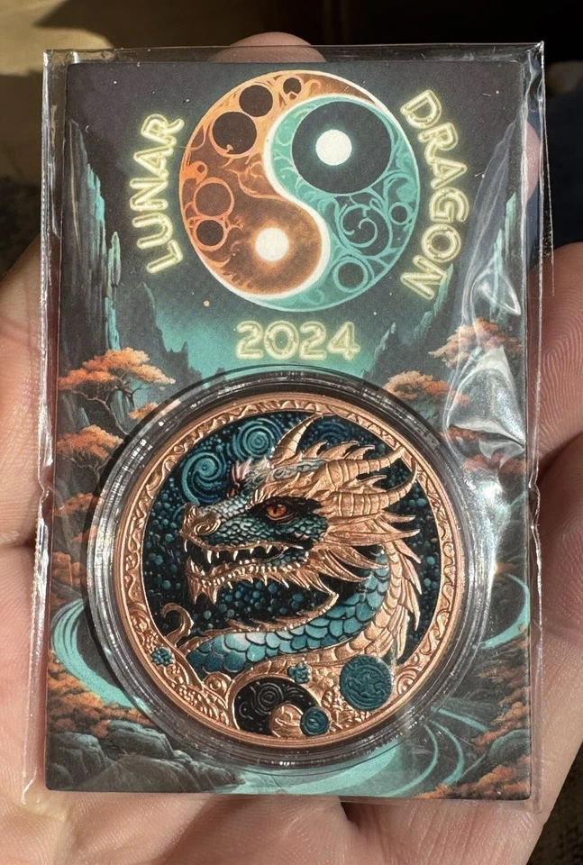 Lot of 20 Lunar Dragon Colored PROOF 33g .999 2024 Copper LIMITED 1oz Cool2Coin - Image 2 of 4