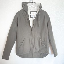 Cloudveil Jacket Women's Medium Sherpa Lined Canvas Hooded Full Zip Olive Green