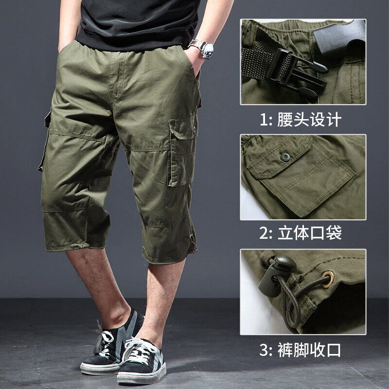 Men's Summer Fashion Solid Cotton Casual Loose Fitting Sportswear Shorts