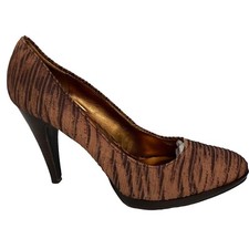 Nine West Heels 9.5 Pleated Fabric Brown