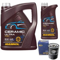MotoröL Set Mannol 5W-40 Ceramic Ultra 6 Liter + ÖLfilter FüR Smart Forfour 1.5