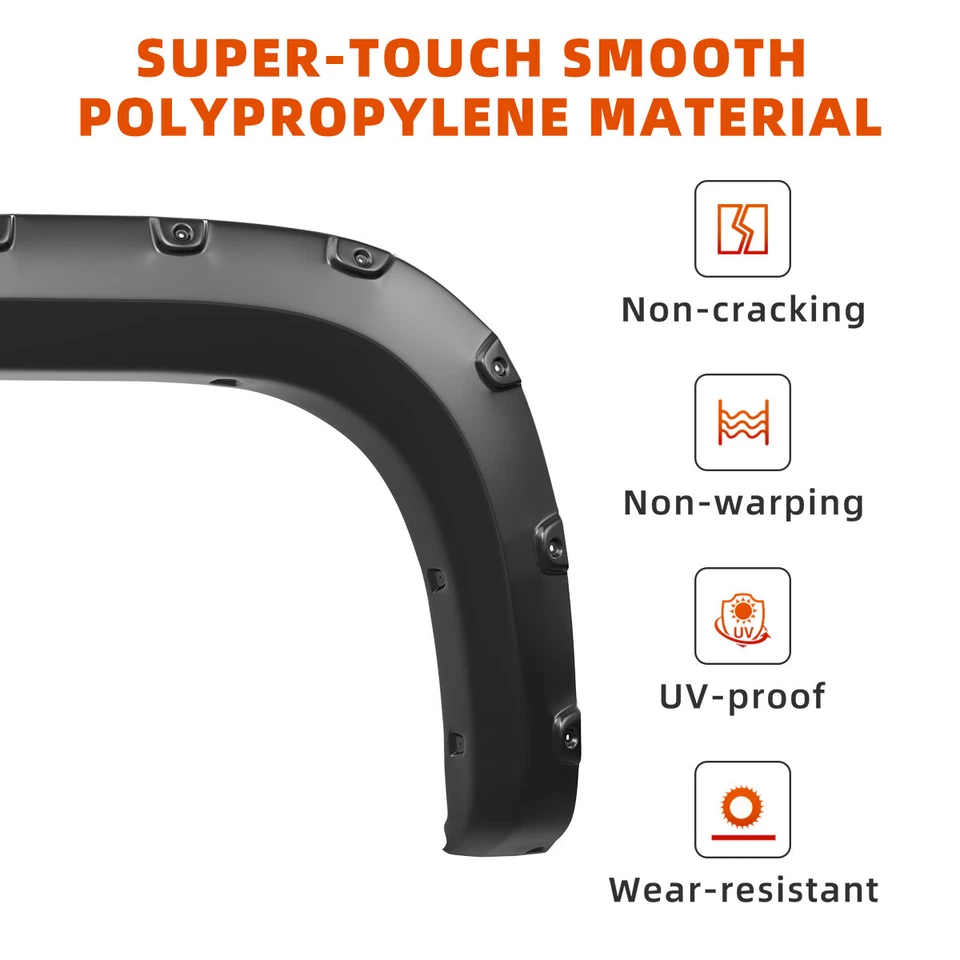 Fender Flares 6.5 & 8FT Bed For 07 - 13 GMC Sierra 1500 Pocket Rivet Smooth 4PCS Foto 3 de 4