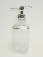 NEW BELLA LUX CLEAR 3D GLASS CRYSTAL VERTICAL CUT LOTION,SILVER,SOAP DISPENSER