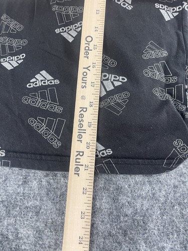 Adidas Hoodie Girls 10-12 Black Tee Pullover All Over Logo Spell Out N199 - Picture 8 of 9