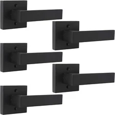 5PK Probrico Square Rosette Matte Black Door Single Dummy Door Lock Lever Handle