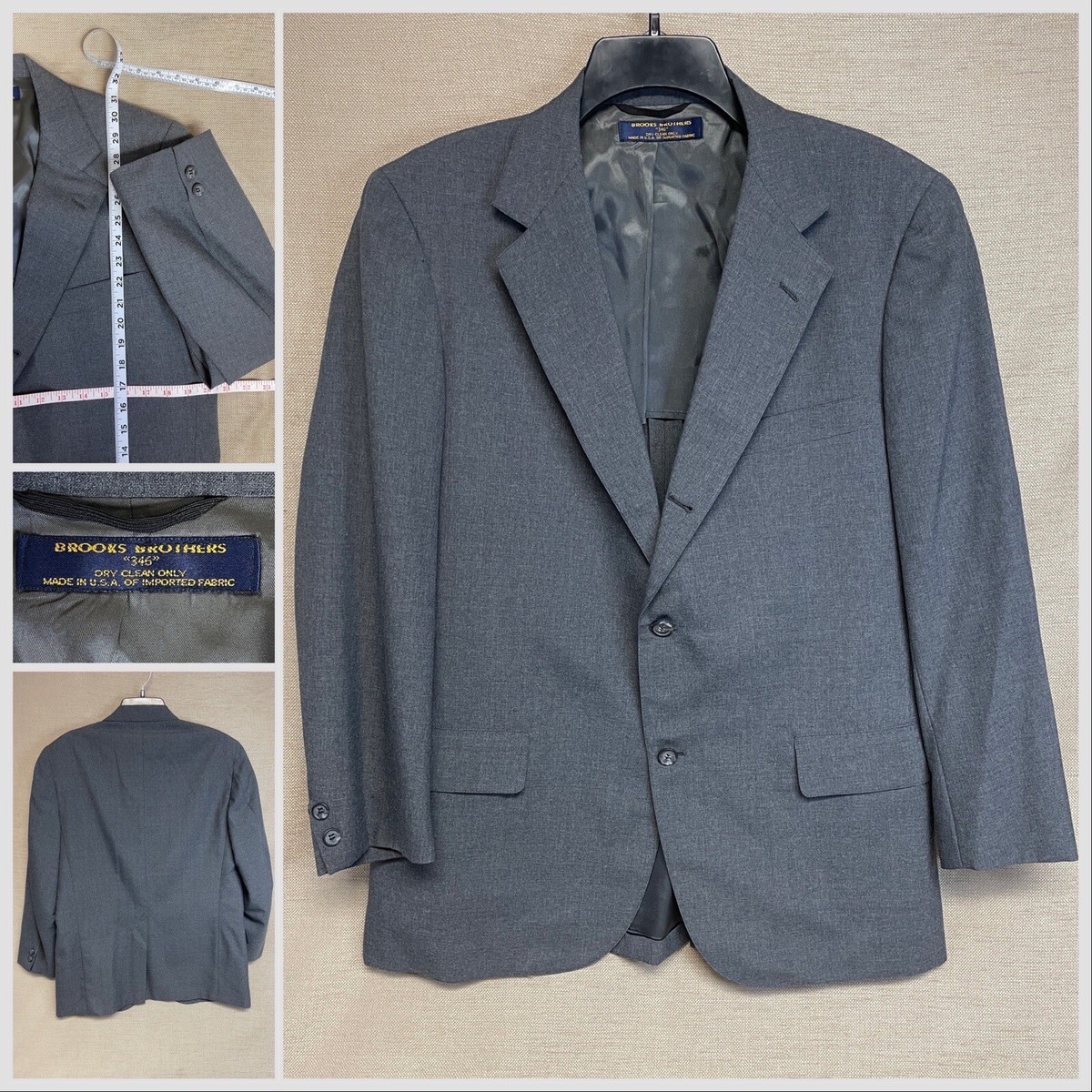 Vintage Brooks Brothers Suit Jacket 3/2 Roll Button Men's Size 42R