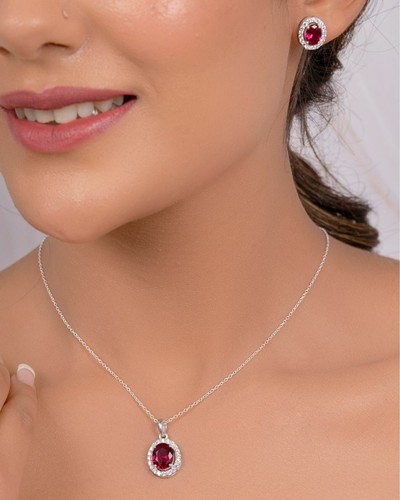 925 STERLING SILVER CUT Simulated Ruby 