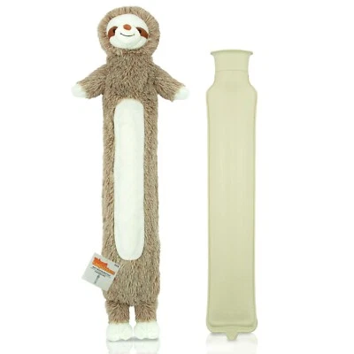 Things2KeepUWarm Long Hot Water Bottle for Kids - Cute Grey Sloth Warmer