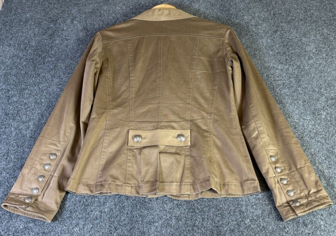 Goode Rider Jacket Women Small Tan Button Up Pockets Horse Equestrian Preppy