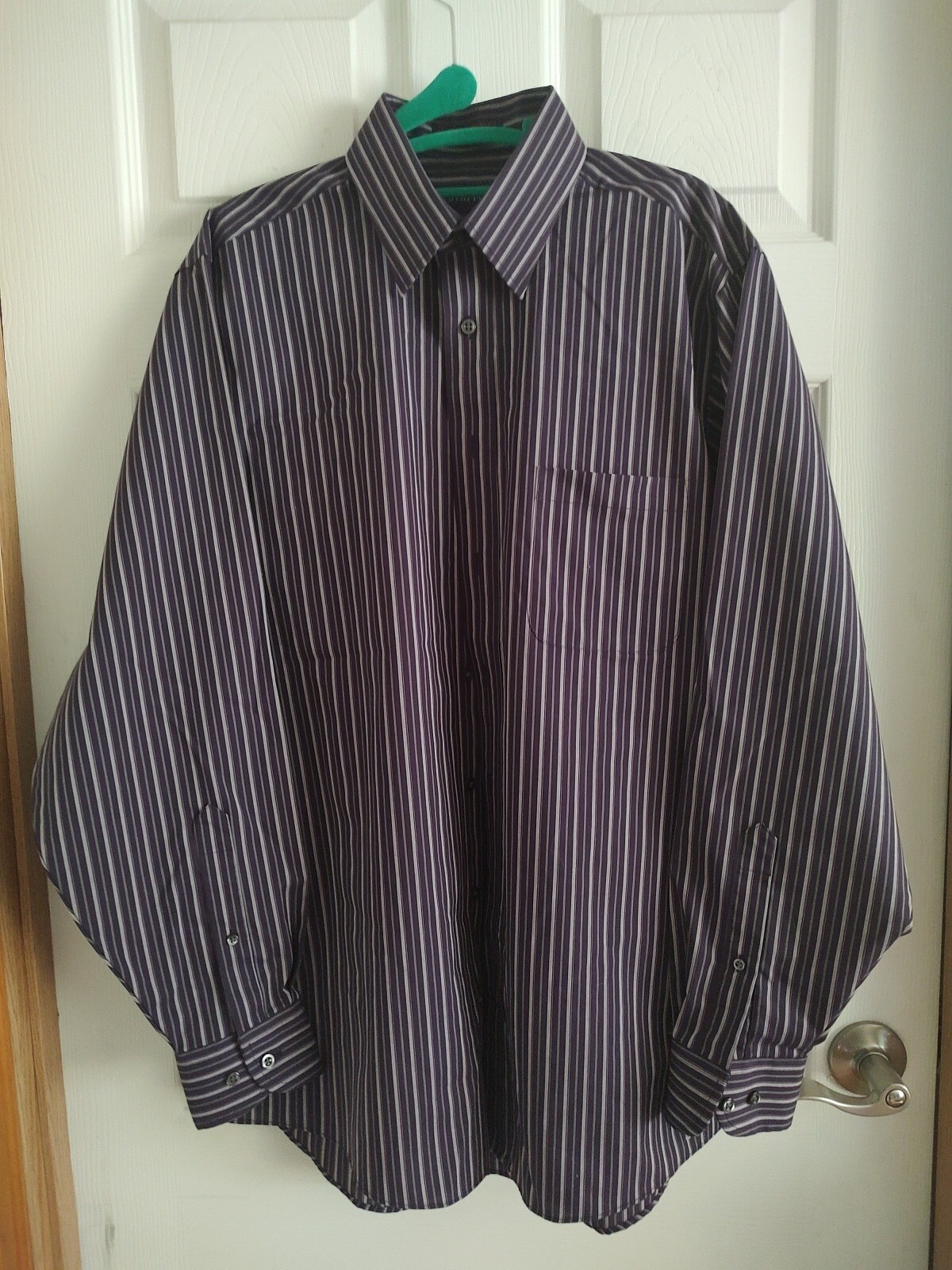Stafford Button Front Classic Fit Striped Shirt Size 15.5 (34-35)
