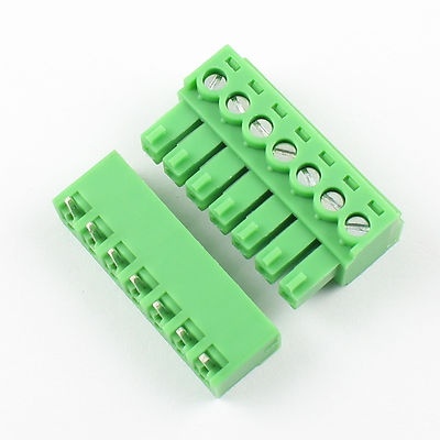 5Pcs 3.81mm Pitch 10-Pin Angled Screw Pluggable Terminal Block – Green, Right Angle Connectors