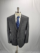 Calvin Klein men's Gray Wool Glen Plaid Blazer Jacket 42S