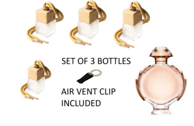 OLYMPIA SET OF 3 BOTTLES  Car Air Freshener Perfume Diffuser + Free Vent Clip