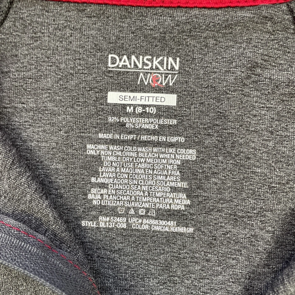 Danskin Now Top 女式 M 1/4 拉链套衫模拟领半合身舞蹈灰色 — 第 3/4 张图片