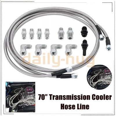 For GM 4L60E 4L80E Flexible SS Braided Transmission Cooler Lines Kit -6AN Hose