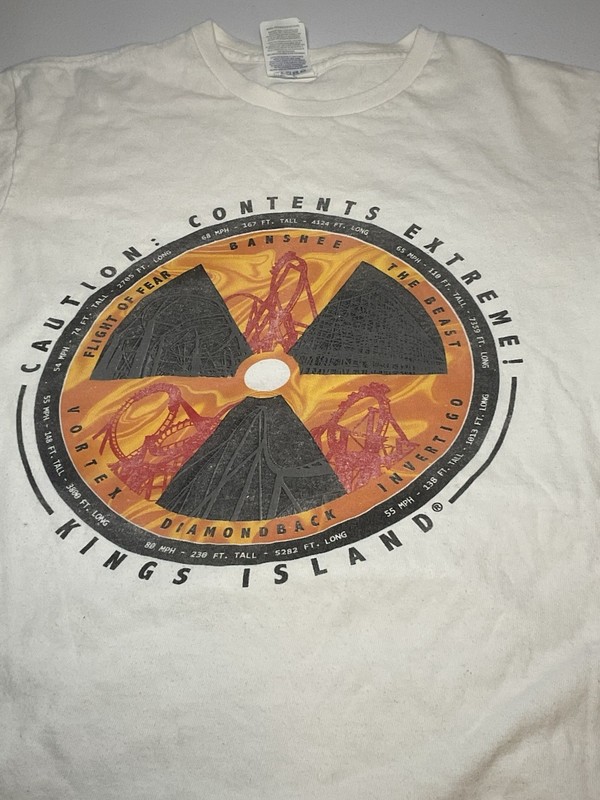 Kings  Island Extreme Content Roller Coasters T-Shirt  Vortex The Beast Small