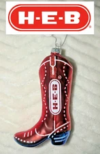 H-E-B Red Cowboy Boot 2025 Ornament Texas Brand Shop TikTok Viral Christmas HEB