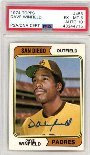 1974 Topps DAVE WINFIELD #456 Rookie RC PSA 6 EX-MT AUTO 10 HOF Padres KOOL